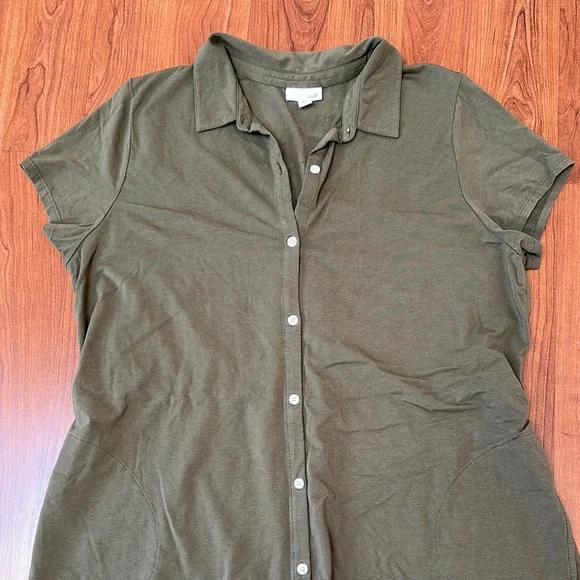 J.Jill Green Button-Up Shirt Dress - Picture 2 of 3